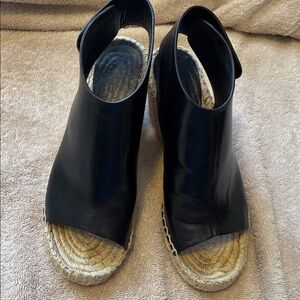 Celine Paris Black Leather Espadrille Sandals - size 37